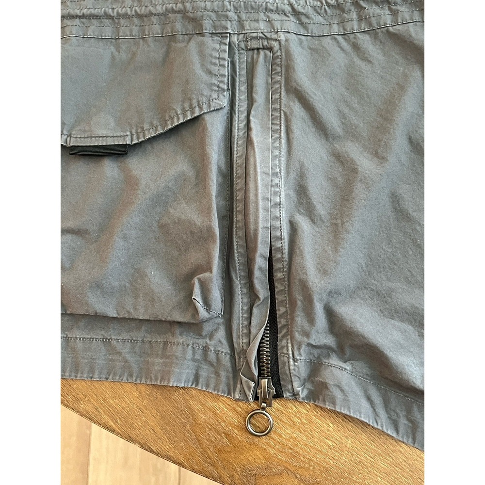 Zara‎ Man Jacket Lightweight Sz M Gray Conch Waist Zipper Snap Button Hood - Picture 6 of 14